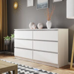 Mirjan24 Kommode Malwa M6 140, Stilvoll Sideboard Mit 6 Schubladen,  Schlafzimmer Highboard, Modern Kollektion (Weiß) In Highboard Weiß Schlafzimmer