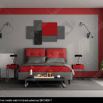 Rot Und Grau Modernes Hauptschlafzimmer – Stockfoto #26158347 In Schlafzimmer Grau Rot