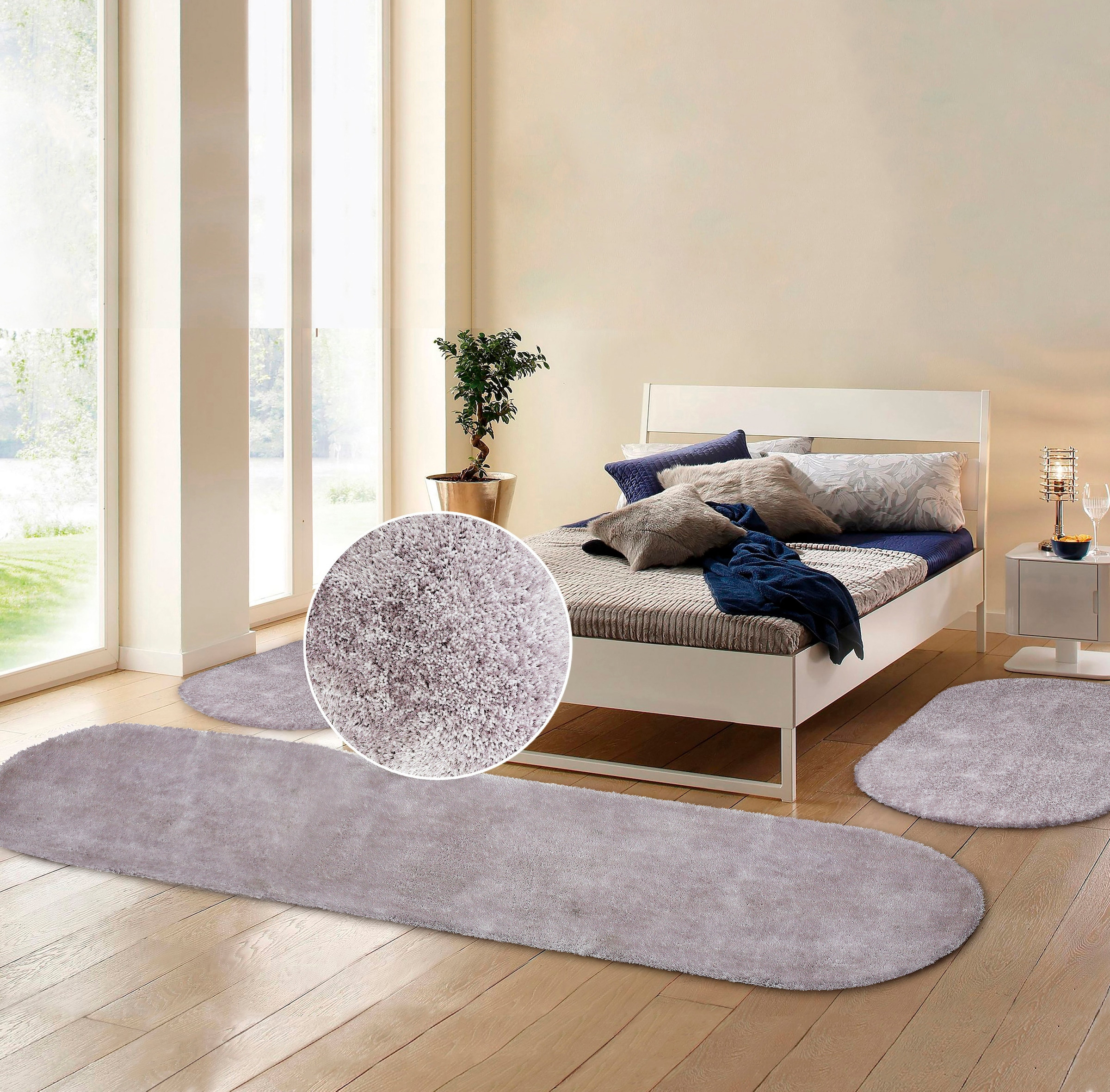 Bruno Banani Hochflor-Bettumrandung »Dana Teppich«, (3 Tlg with Bettumrandung Schlafzimmer 3 Teilig