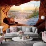 Fototapete 3D Strand Sand Sonne Panorama Höhle Tapete Wohnzimmer  Schlafzimmer With Regard To Schlafzimmer Fototapete 3D