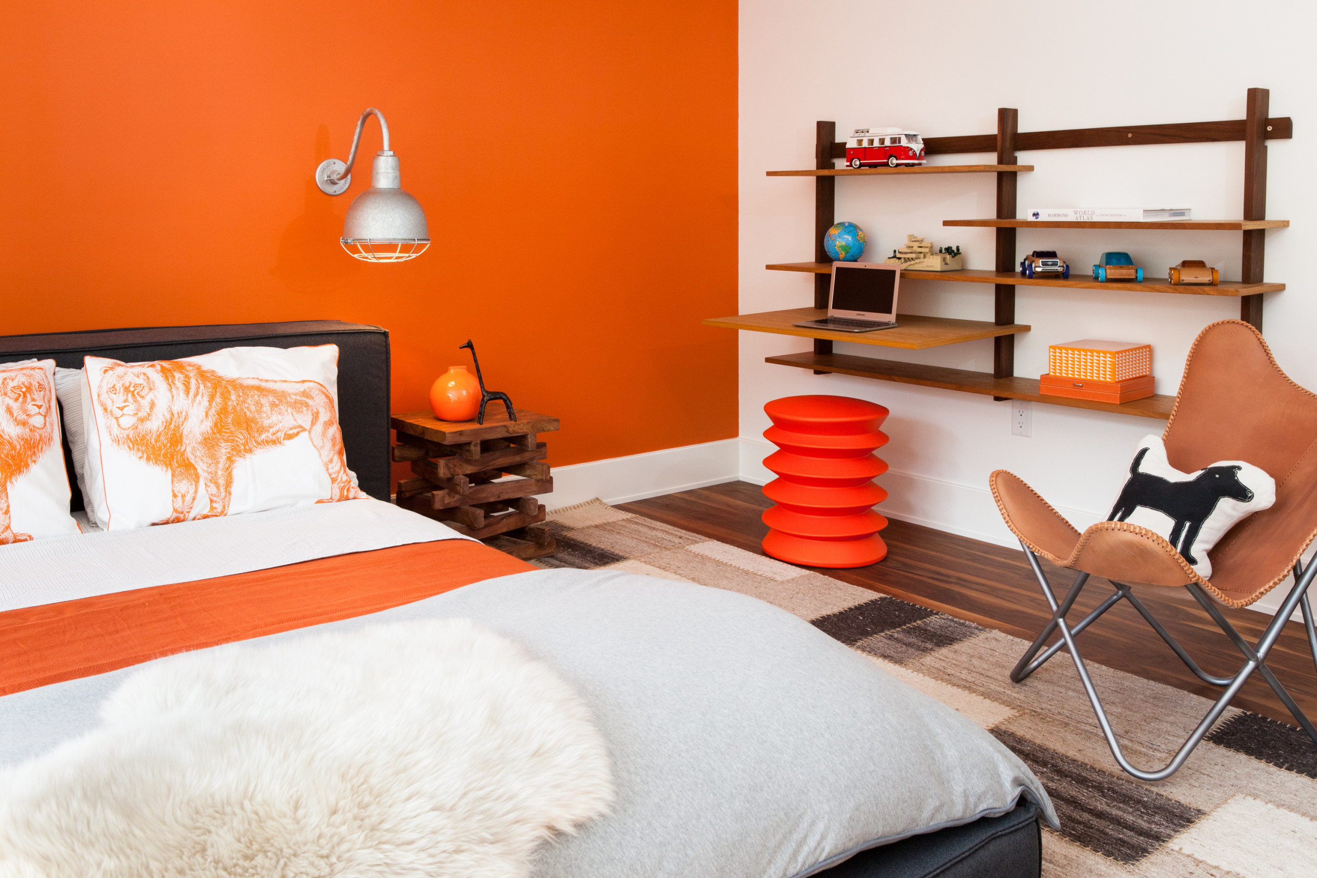 75 Moderne Schlafzimmer Mit Oranger Wandfarbe Ideen &amp; Bilder in Schlafzimmer Orange