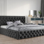 Graingold Glamour Chesterfield Bett 200X200 Cm Velutto – Samtbett Mit  Lattenrost Und Bettkasten – Schwarz (Magic Velvet 2219) With Regard To Schlafzimmer Bett 200X200