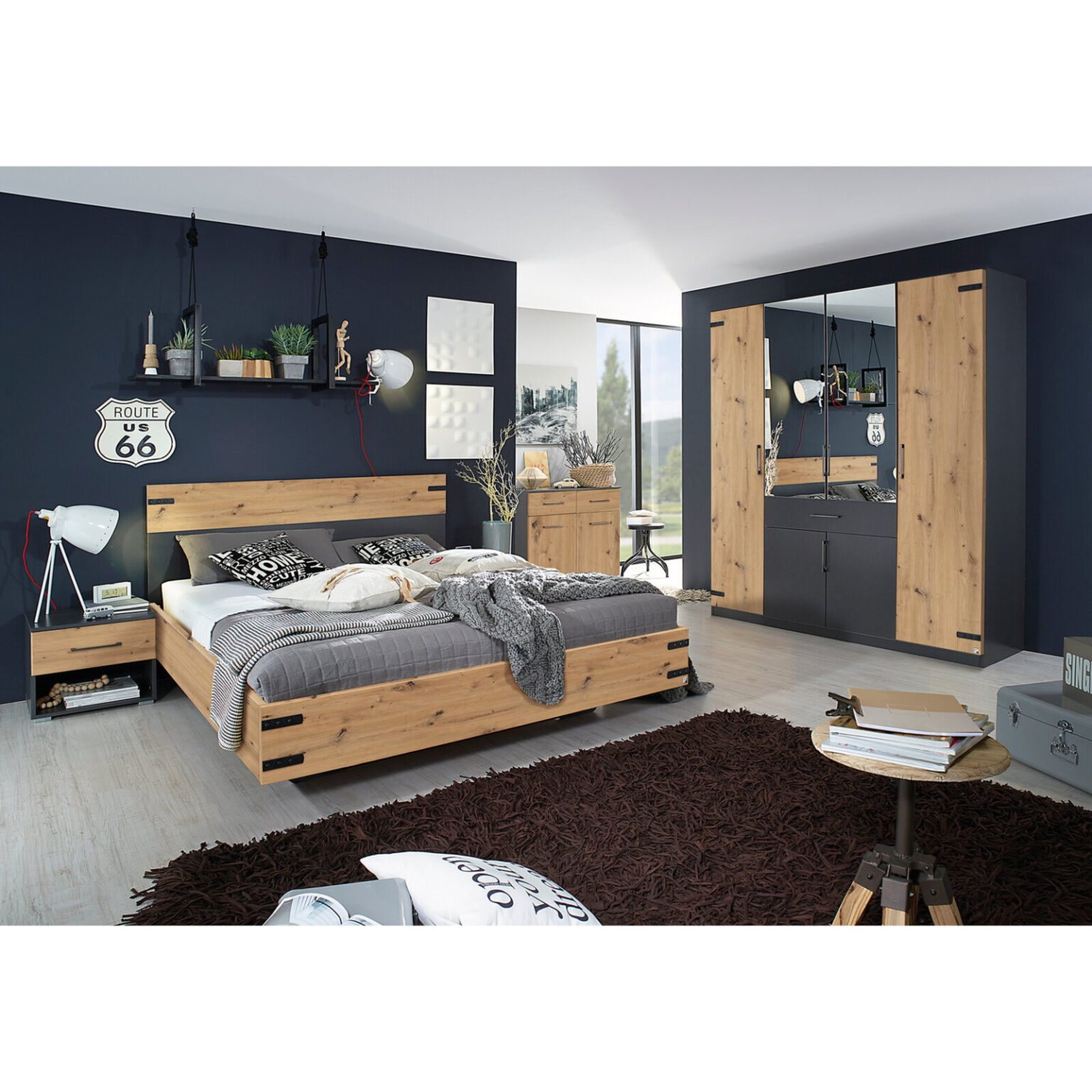 Bett - Eiche Artisan-Graumetallic - 160X200 Cm with regard to Roller Schlafzimmer